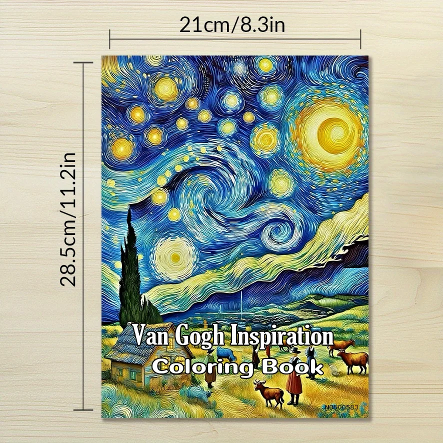 Adult Van Gogh Inspiration Coloring Book - 8.3×11.2 Inches, 22 Sheets. Artistic Masterpiece Designs.