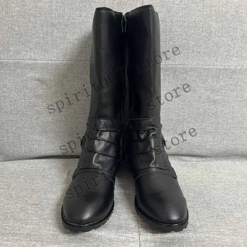 여성 남성 중세 복고풍 PU 가죽 신발 중세 발목 부츠 빅토리아 르네상스 부츠 할로윈 코스프레 신발