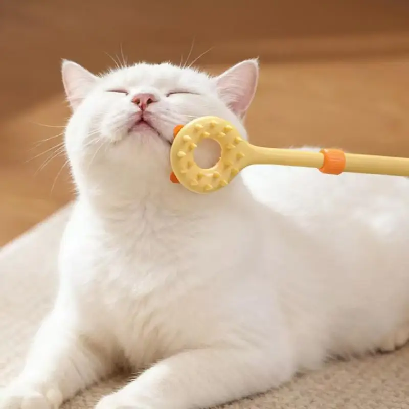 Multifunktionaler Verstellbarer Doppelseitiger Katzen-Massagestab, Gesichts- und Kinn-Kratzspielzeug