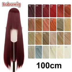 Bubuwig Synthetic Hair 100cm Long Straight Pure Color Cosplay Wigs Over 100 Colors Pink Orange Blonde Green Wig Heat Resistant