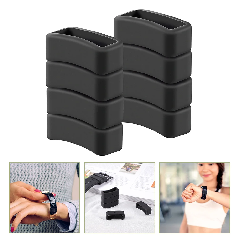 

8 Pcs Watch Accessories Silicone Sport Bands Replacement Buckle Anti Slip Design Safe Material Watch Band Retainer Strap Holder