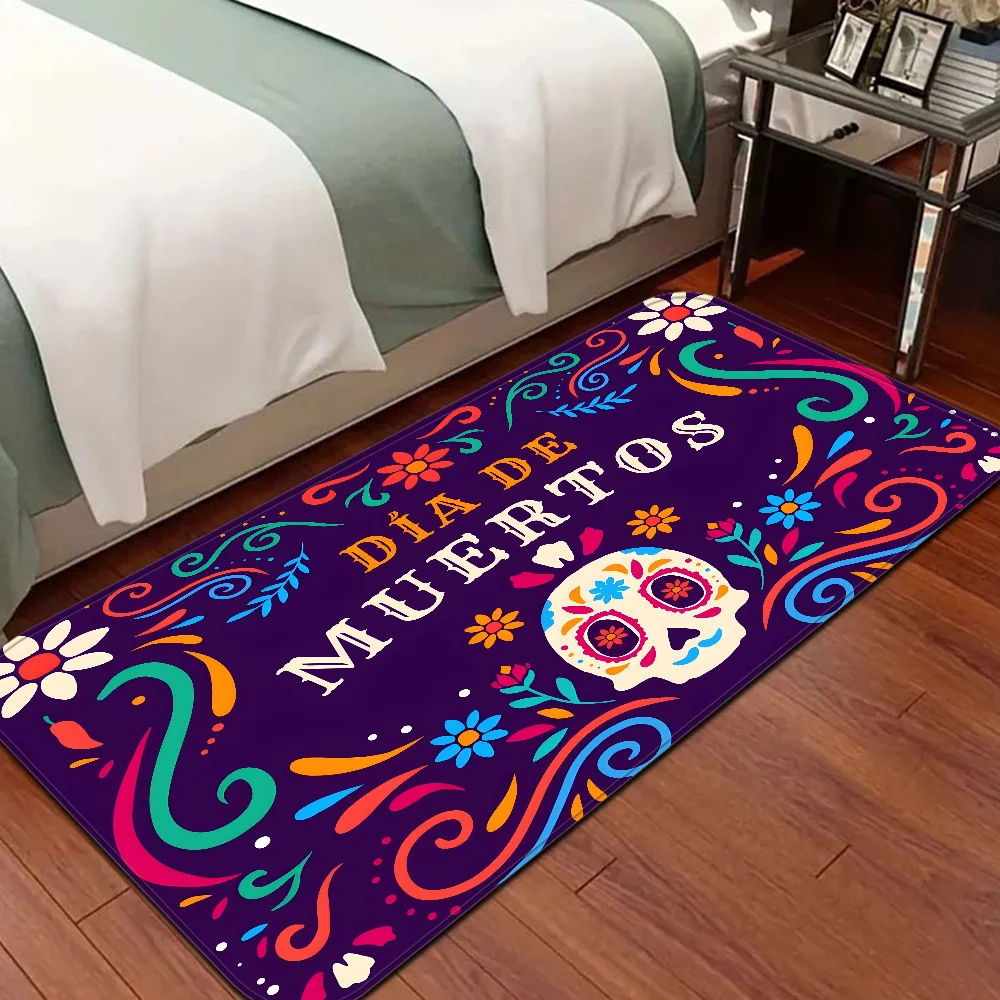 

Mexico Day of The Dead Sugar Skulls Bathroom Mat Non-Slip Laundry Room Mat Laundry Decor Balcony Child Living Room Toilet Rug