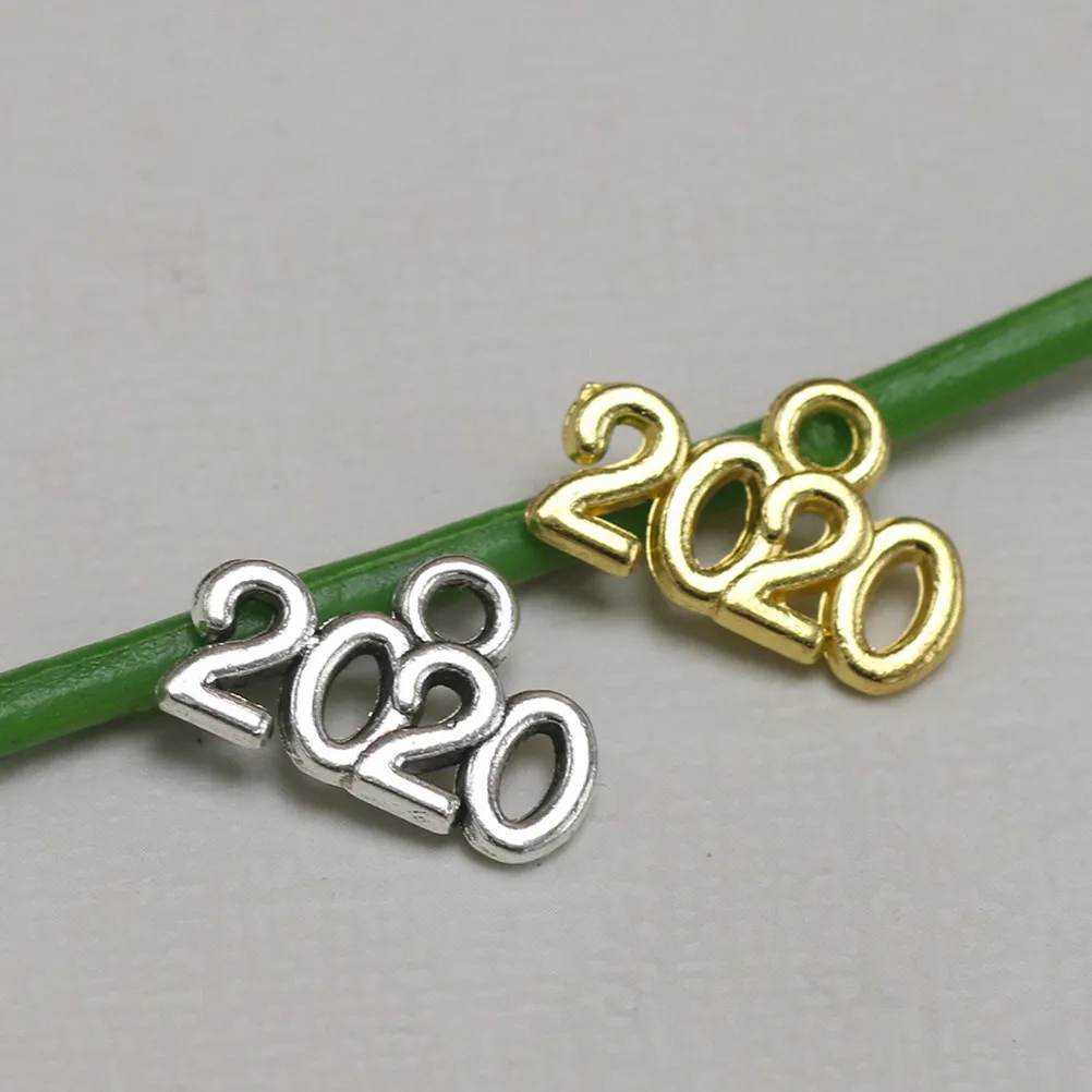 100Pcs 2020 Number Pendant Charms Alloy DIY Jewelry Making Accessories for Necklace Bracelet Earring Keychain Anklet
