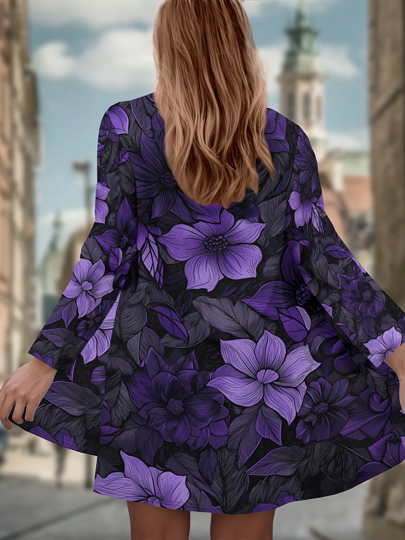 

2025 модный женский кардиган с длинными рукавами и цветочным принтом, полиэстер с открытой передней частью, легкая накидка, весенне-осенние повседневные пальто