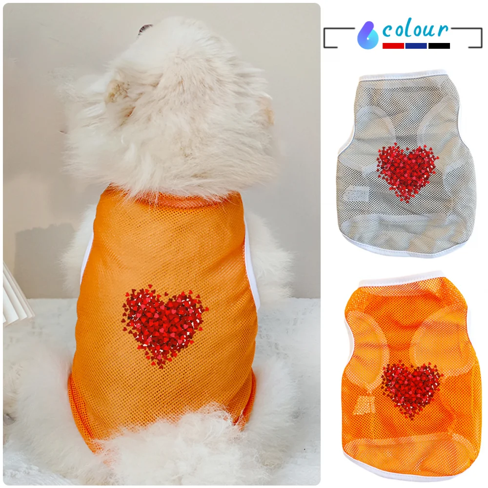 

Heart Pattern Cat/Dog Breathable Mesh Vest Small Dog Top