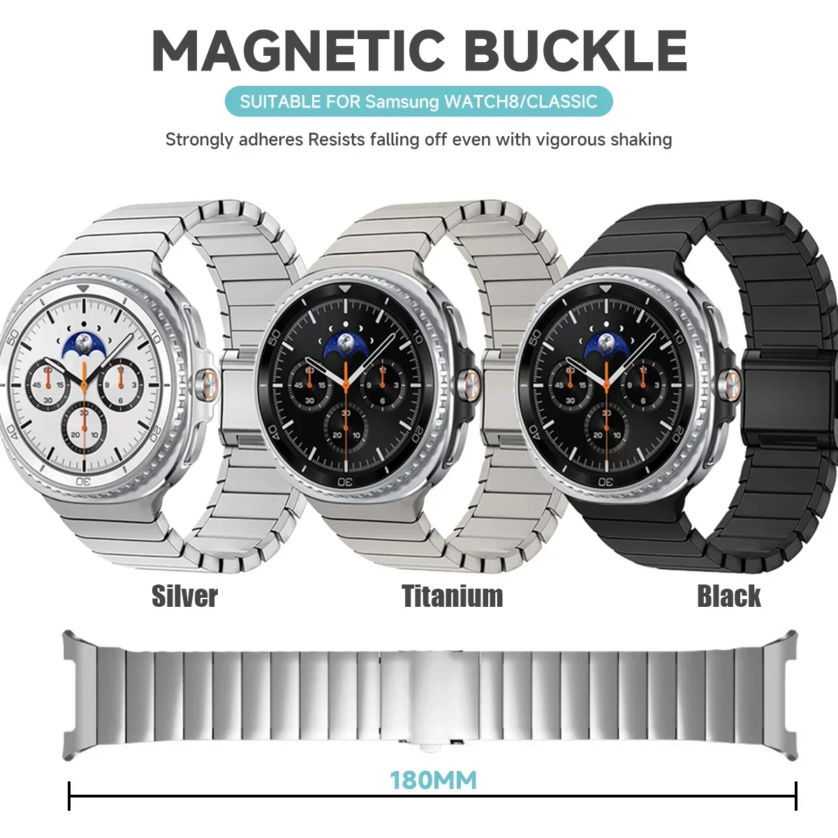 Luxury Titanium Strap for Samsung Galaxy Watch 8 40mm 44mm 8 Classic 46mm Metal Band for Galaxy Watch Stainless Steel Wristband