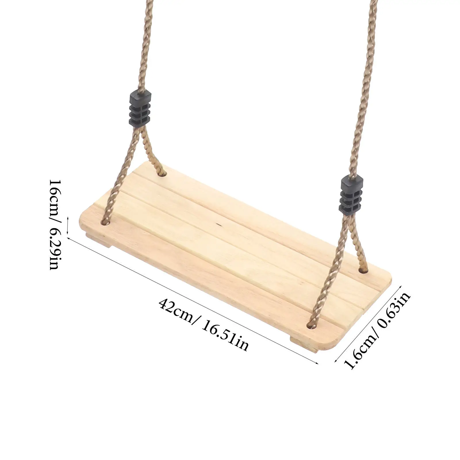 Children Wooden Swing Safe Smooth Polished Natural Pine Wood Indoor Outdoor Hanging Swing for Kids Garden Playground