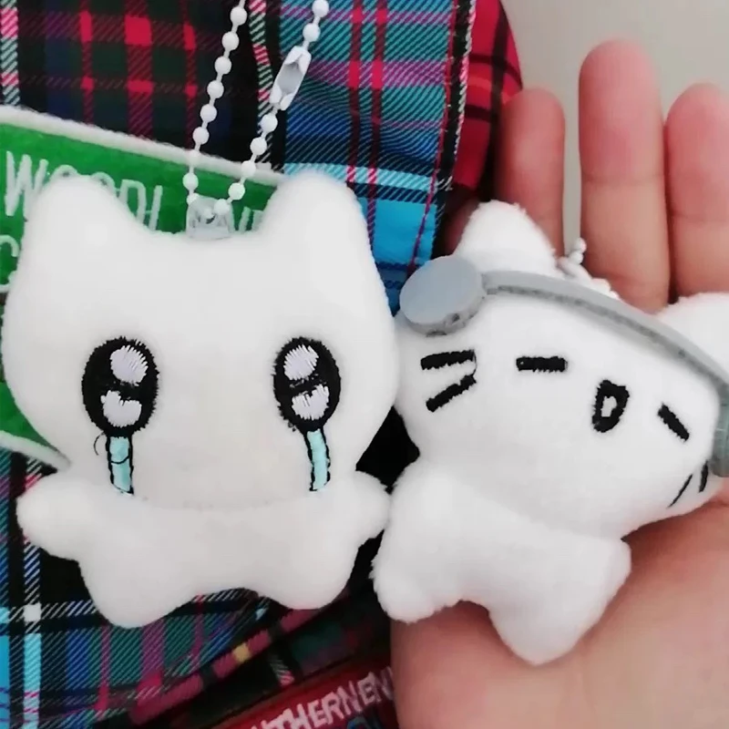 Cute Headphones Kitten Couple Keychain Mini Crying Cat Doll Plush Keyring Cartoon Dog Bee Bag Pendant Charms Backpack Decoration