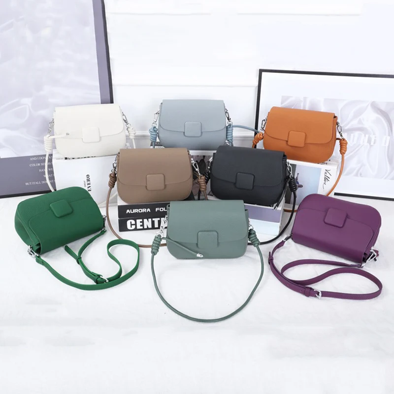 Luxury Genuline Leather Shoulder Bag For Women Solid Color Square Crossbody Messenger Bag Pouch Ladies Vintage Trend Handbag