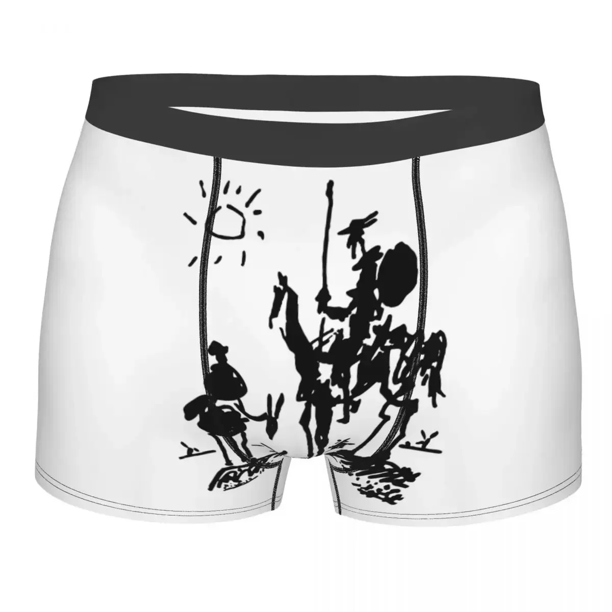 Men Boxer Briefs Shorts Panties Picasso Art Painting Breathbable Underwear Don Quixote knight Homme Funny S-XXL Underpants