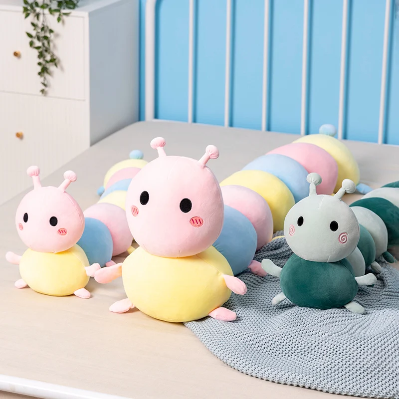 100-150cm Cute Cartoon Colorful Caterpillar Plush Long Pillow Toys Soft Stuffed Animals Insect Doll Plushie Cushion Home Decor