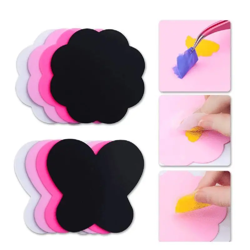 2Pcs Silicone Paint Palette Mats With Butterfly Plum Blossom Motifs Foldable Washable Nail Art DIY Manicure Tools