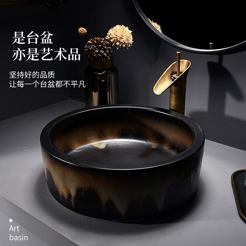 Porcelain Bathroom ceramic counter top sink Rectangular wash basin popular in europe art basin lavabo painting porcelain sink