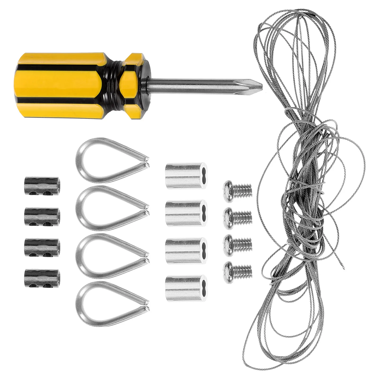 

Curtain Rope Kit 10M Wire Thimble Crimp Suite Stainless Steel Cable Railing Rigging Outdoor Garden Hanging System