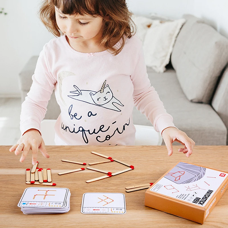 1Set Matchstick Puzzle Games Montessori Match Stick Educational Toy Math Toys IQ Brain Teaser Puzzles Early Educational Toys