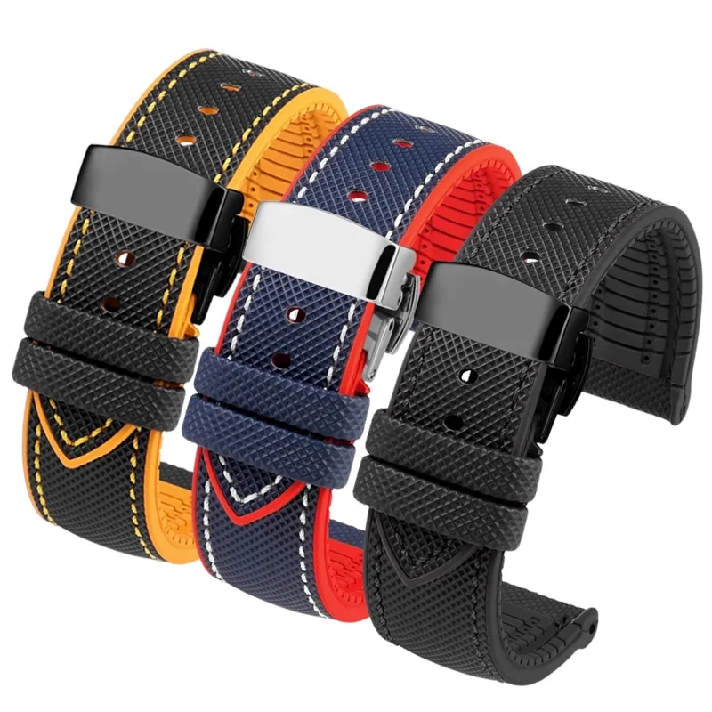 Banda de reloj de fibra de carbono para hombres, correa de reloj de nailon con patrón de Five Ocean, 22mm, marca Arctic Ocean, 50 brazas