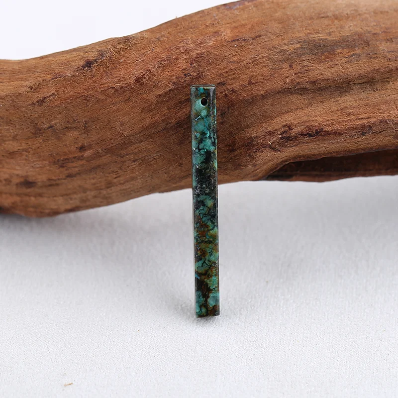 Natural African Turquoise  Long Strip Pendant Beads for Jewelry Making, Handmade Natural stones beads