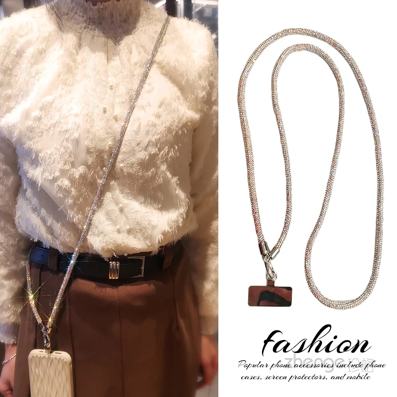 

Яркий металлический зажим, цветной шнурок Xiaoxiangfeng, длинная шея, подвесной кросс-боди стиль, полностью Алмазный толстый шнурок