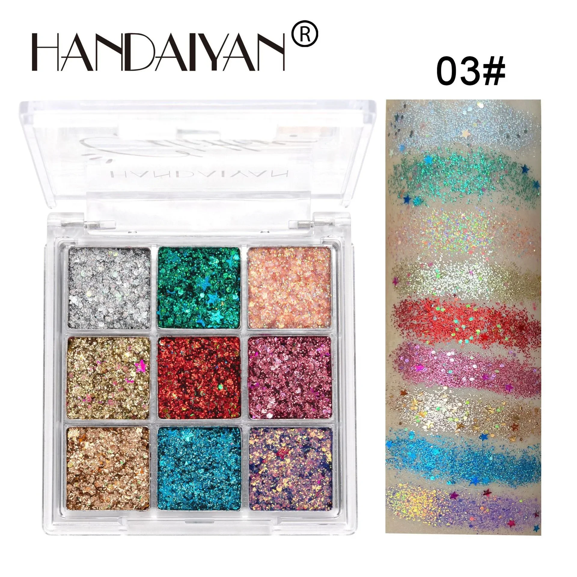 9 colores brillo sombra de ojos brillo cuerpo cara arte lentejuelas joyas de diamantes de imitación maquillaje impermeable fiesta Festival cosméticos