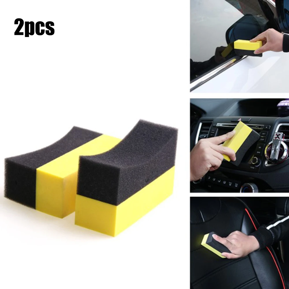 Complete Car Wheel Tire Wash Kit 2Pcs Cleaning Sponge Brush U shape for Precise Tire Washing Long lasting Results