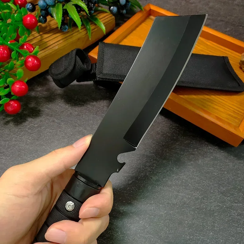 سكين جزار مصنوع يدويًا من الفولاذ المقاوم للصدأ - ساطور حاد مع مقبض بلاستيكي لقطع اللحوم وإعداد المطبخ