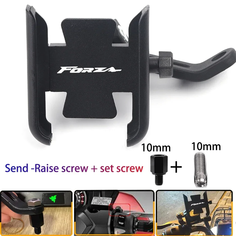 

For Honda Forza 125 250 300 350 750 Motorcycle Mobile Phone Holder GPS Navigator Rearview Mirror Handlebar Bracket Accessories