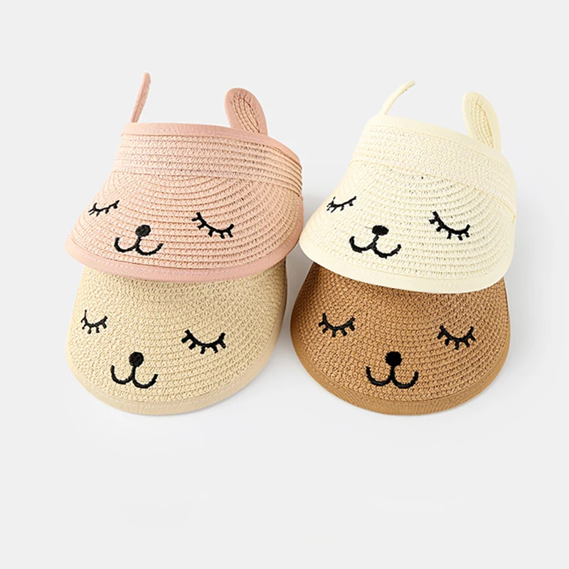 

Bunny Baby Sun Hat Summer Straw Beach Baby Visor Cap for Boys Girls Accessories Travel Children Hat Kids Baseball Cap 1-3Y