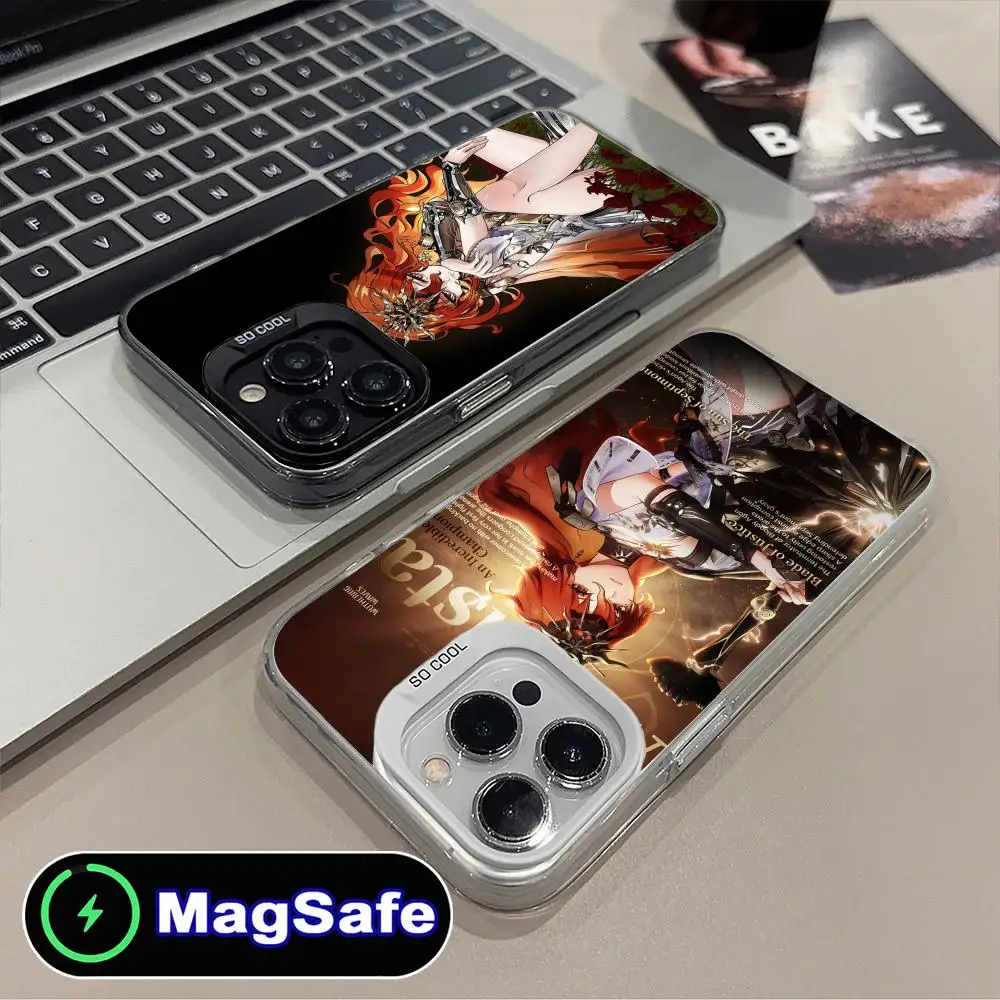 

Чехол для телефона Wuthering Waves Augusta для iPhone 17, 16, 15, 14, 13, 12, 11 Air Pro Max Plus MagSafe, полупрозрачный красочный чехол, роскошный