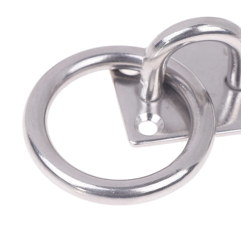 M5/M6 5/6mm 304 Stainless Steel Square Marine Eye Plate Eye Hook With Round Ring Lashing Tie Down Boat Yacht Boat Marine