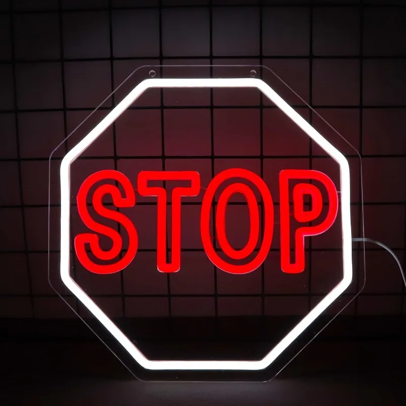 

Dimmable STOP Neon Sign USB Powered LED Neon Lights Signs Wall Decor for Parking Garage,Apartment Complex,Garage,Gate,Home