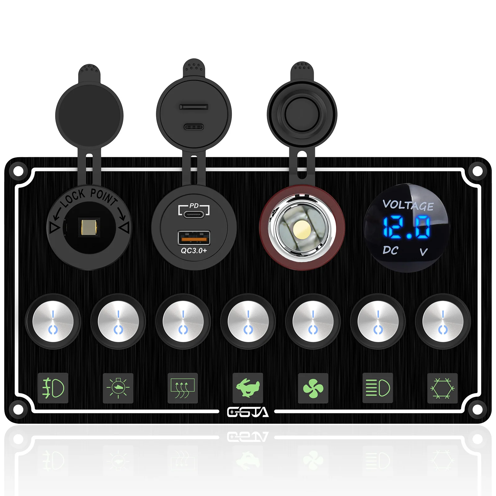 

New Metal Auto Replacement Parts for Car Marine RV Caravan Control Switch Panel Dual LED Light Boat Car Rocker Switch with Cars