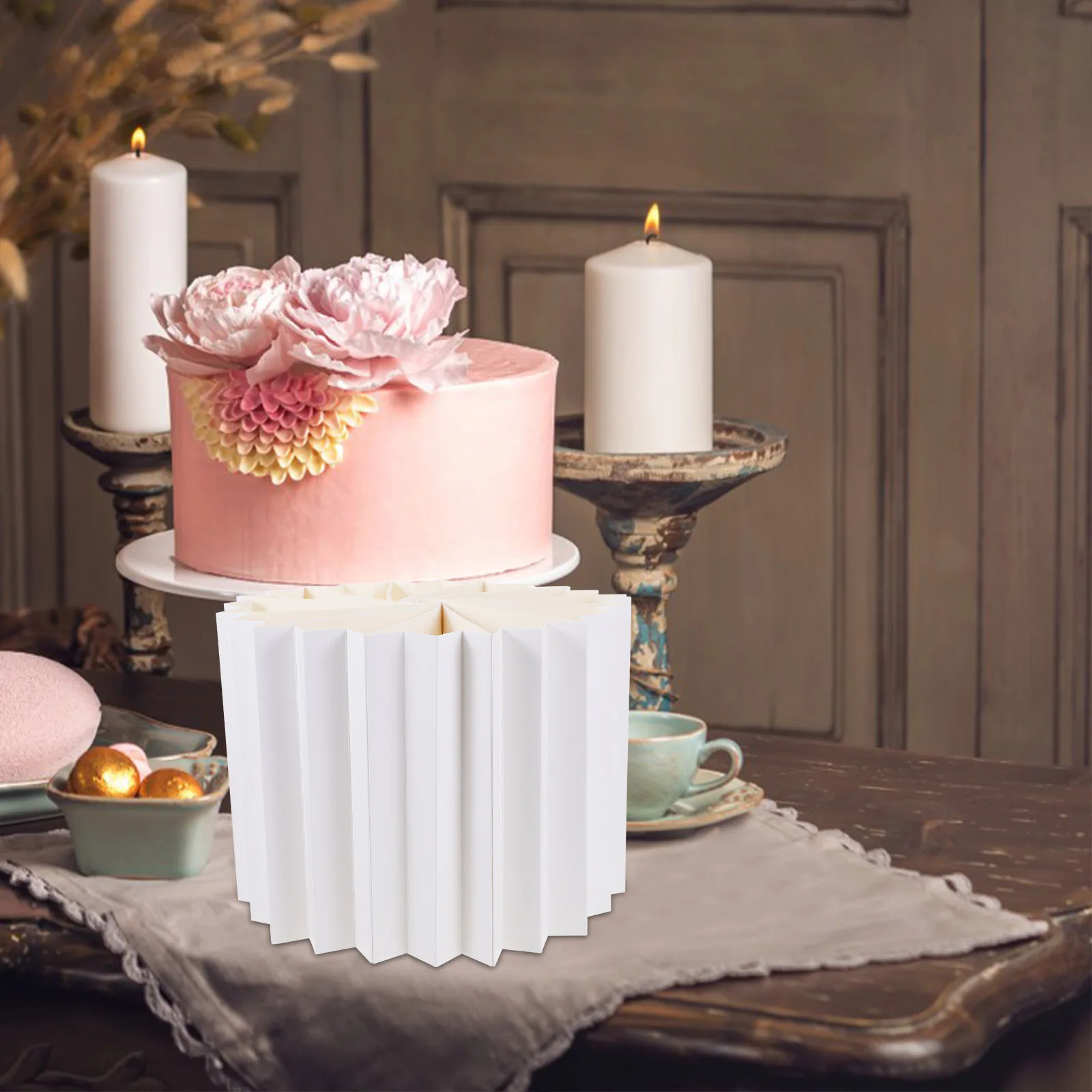 Cylindrical Birthday Decorations Foldable Paper Roman Pillar Cake Display Stand For Wedding Party Home Garden Balcony