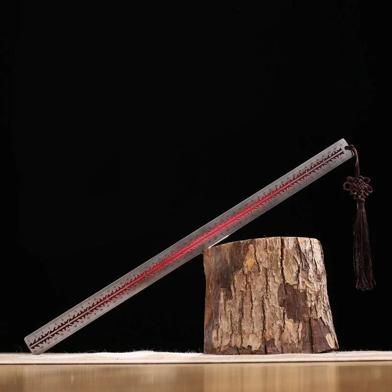 50cm Mechanical Steel Ruler Longquan Hand Forging Household Measuring Tool Outdoor EDC Car Mounted Self-defense Stick Tools