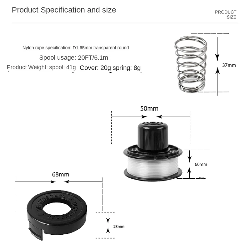 Novo-capa + conjunto de mola acessórios de cortador de grama RS-136-BKP/682378-02 carretel de corte de cabeça carretel de corda