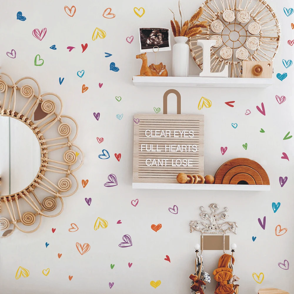 Baby Nursery Panelling - Акварельный принт в виде сердца, наклейка