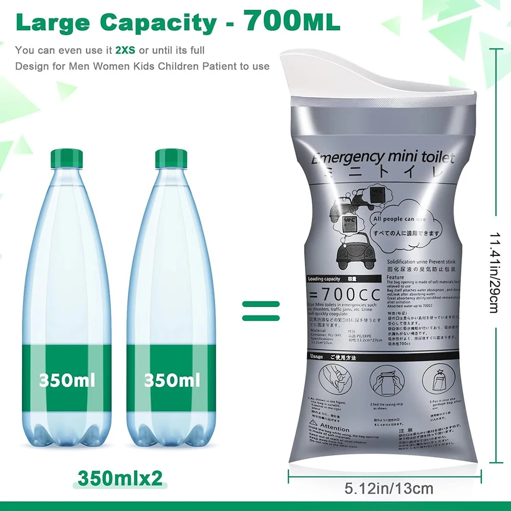 Portable Urine Bag Outdoor Emergency Urinate Bags 700ml Disposable Travel Mini Mobile Toilet Unisex Pee Bag for Baby Women Men