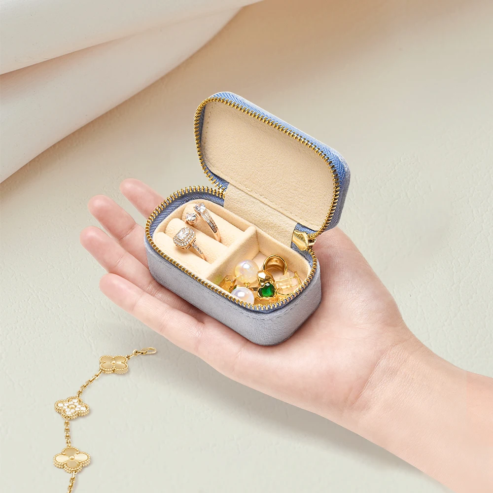 TAIMY Wholesale Velvet Mini Travel Custom Logo Vintage Cute Girls Tiny Storage Jewelry Box Jewellery Organizer