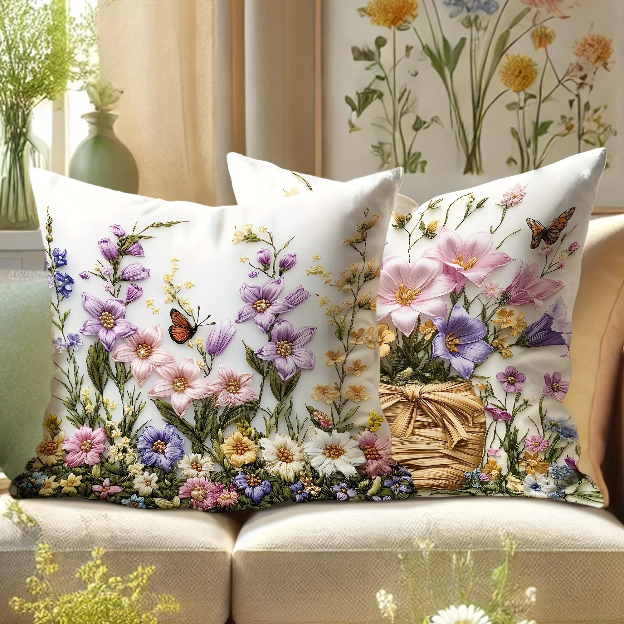 Vintage Print Pattern Home Decor Pillowcase Bedroom Living Room Sofa Decoration Polyester Cushion Cover with Zipper