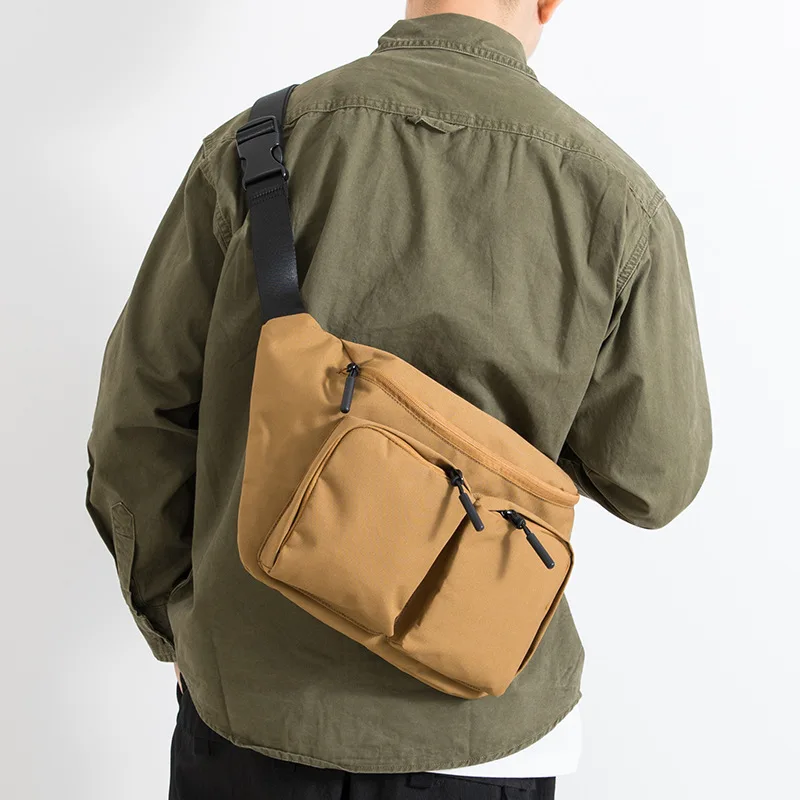 

Мужская холщовая сумка-кроссбоди, спортивная модная сумка через плечо, многофункциональная, в рабочем стиле, большая вместимость, простая нагрудная сумка для велоспорта