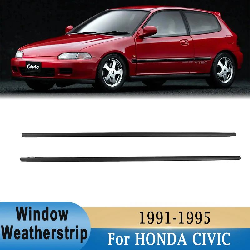 

2Pcs Window Weatherstrip Belt Trim For HONDA Civic 1991-1995 72410‑SR3‑003 Waterproof Door Windows Glass Sealing Rubber Strips