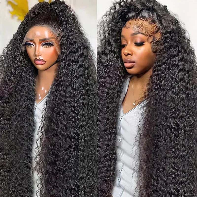 

30 40 Inch Curly Wigs Transparent 13x6 HD Lace Frontal Human Hair Wig Brazilian 250 Density 13x4 Deep Wave Frontal Wig For Women