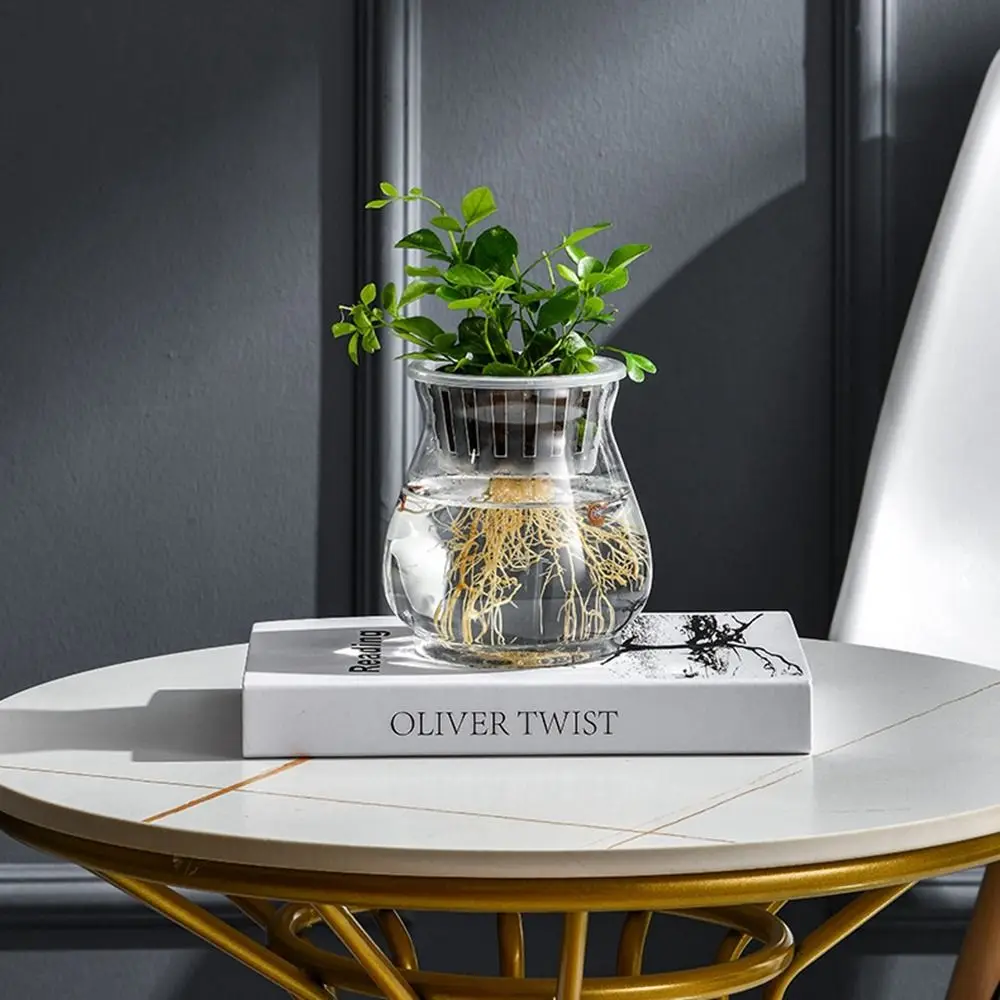

Fashion Self Watering Hydroponic Flower Pot Plastic Floor-standing Aquatic Plant Container Transparent Simple Office