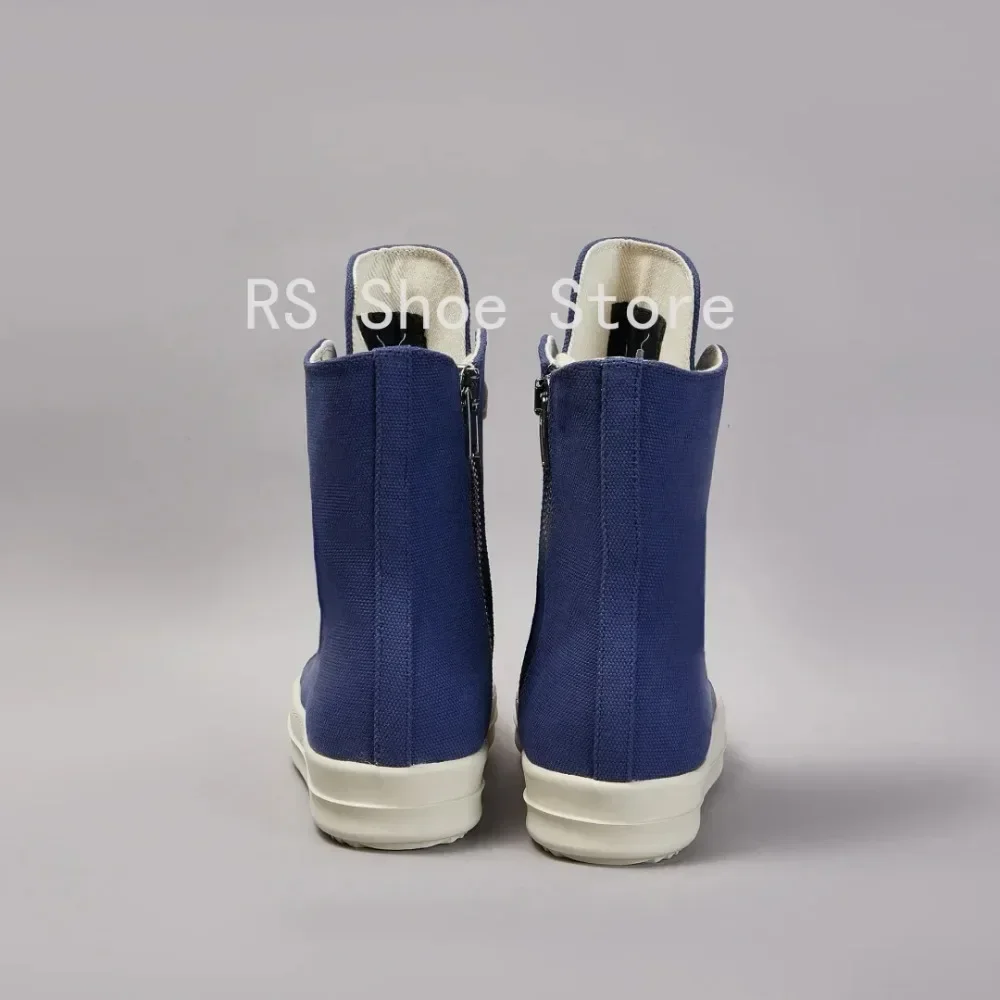 Ro الفاخرة الأزرق قماش عالية أعلى حذاء التصميم الكلاسيكي أحذية الرجال حذاء رياضة التمهيد سستة النساء حذاء من الجلد أحذية رياضية كاجوال