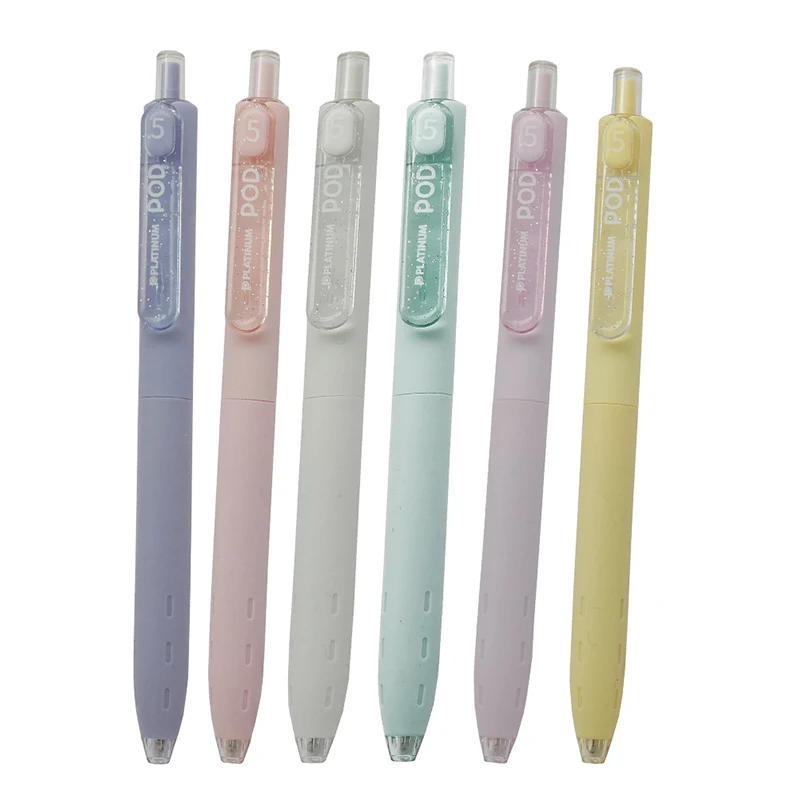 Platinum Set Little Love Bean Unisex Pen Girls' Heart Makaron Color Pushbutton Creative Pen PLATINUM