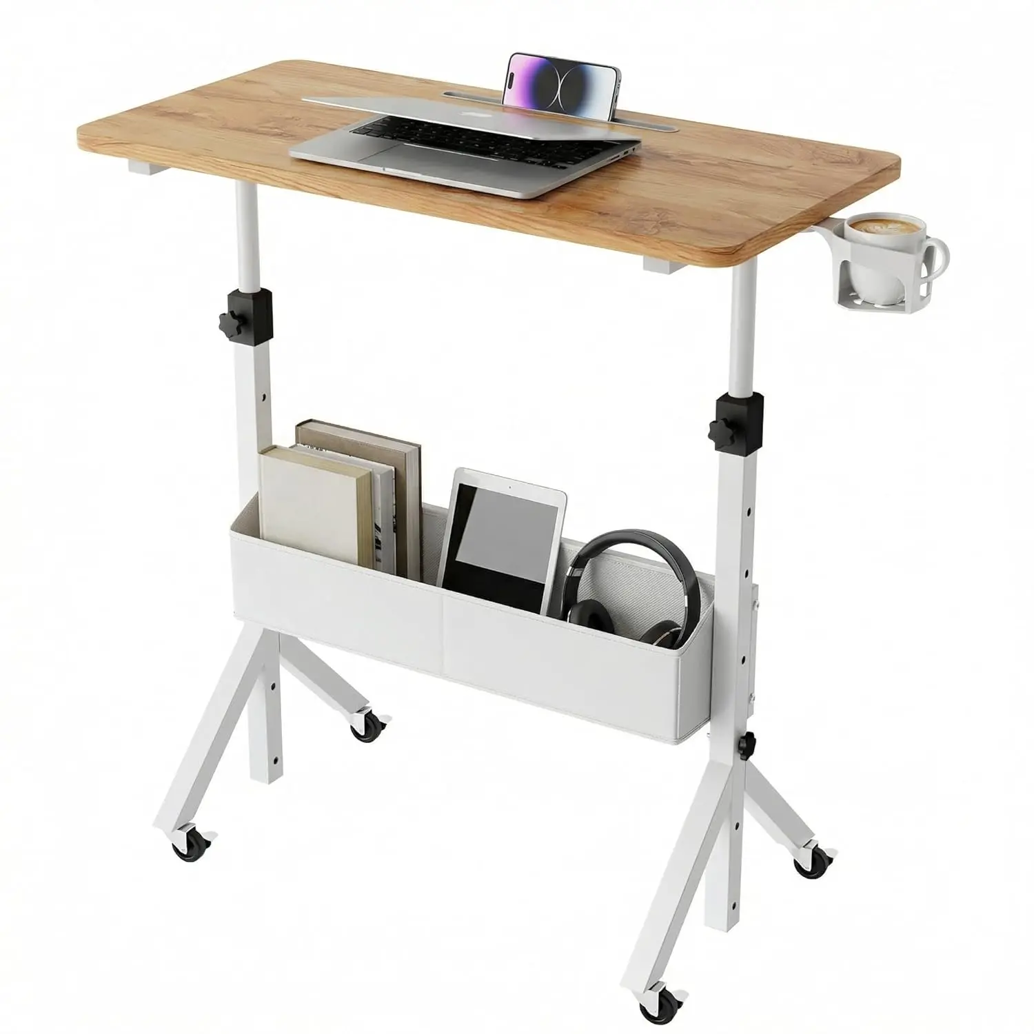 

Portable Standing Desk Adjustable Height, Mobile Stand Up Desk for Walking Pad and Treadmill, Rolling Computer, Customized