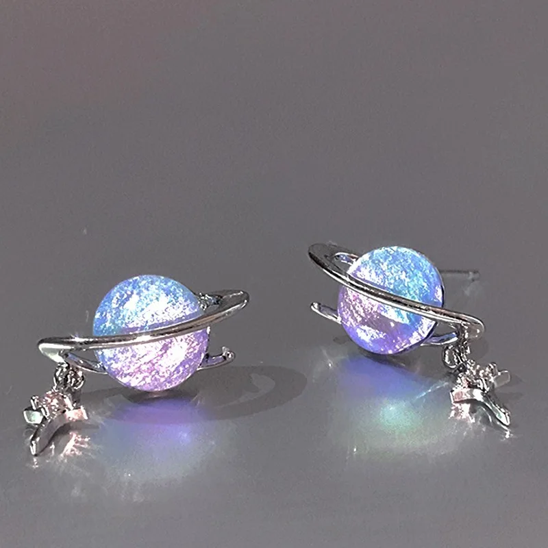 Novelties Colorful Planet Falling Dream Planet Silver Earrings Fashion Leading Personalized Earrings for Women Jewelry Gift