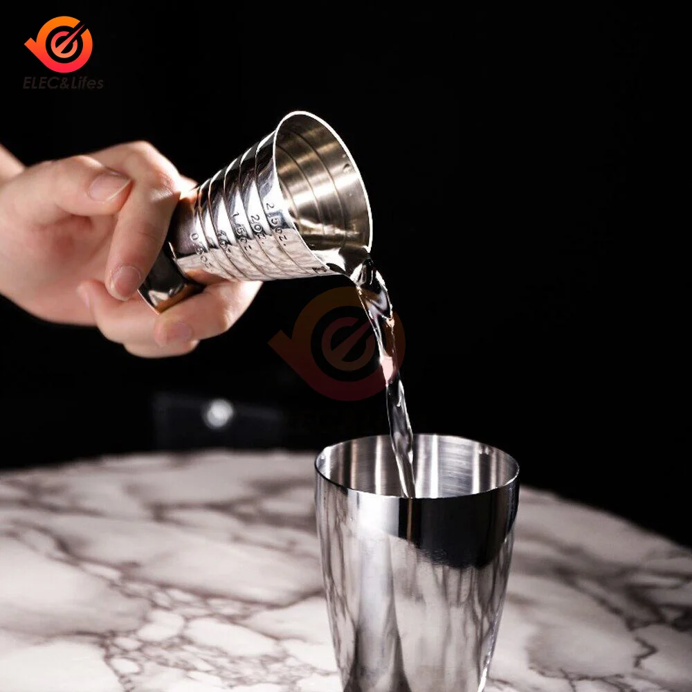 1pc 75ML Stainless Steel Measuring Cup Cocktail Tools Mixing Drink Accessories Three Scale Wine Measuring Cups For Home Party