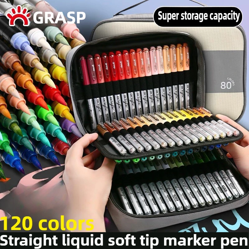 

GRASP 120/1 Colors Acrylic Markers Brush Pens for Fabric Rock Painting Pen Stone Ceramic Canvas DIY Stationery Art Supplies