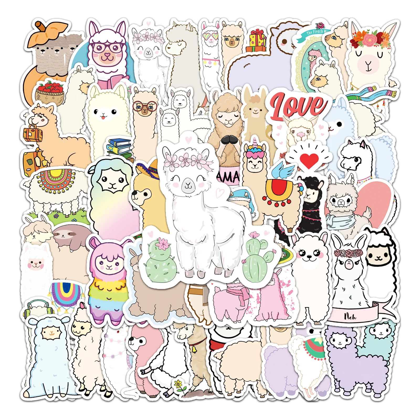 50pc Alpaca series Cartoon Cute Graffiti Stickers Suitcase Laptop Guitar Skateboard Personalized Decoration Stickers