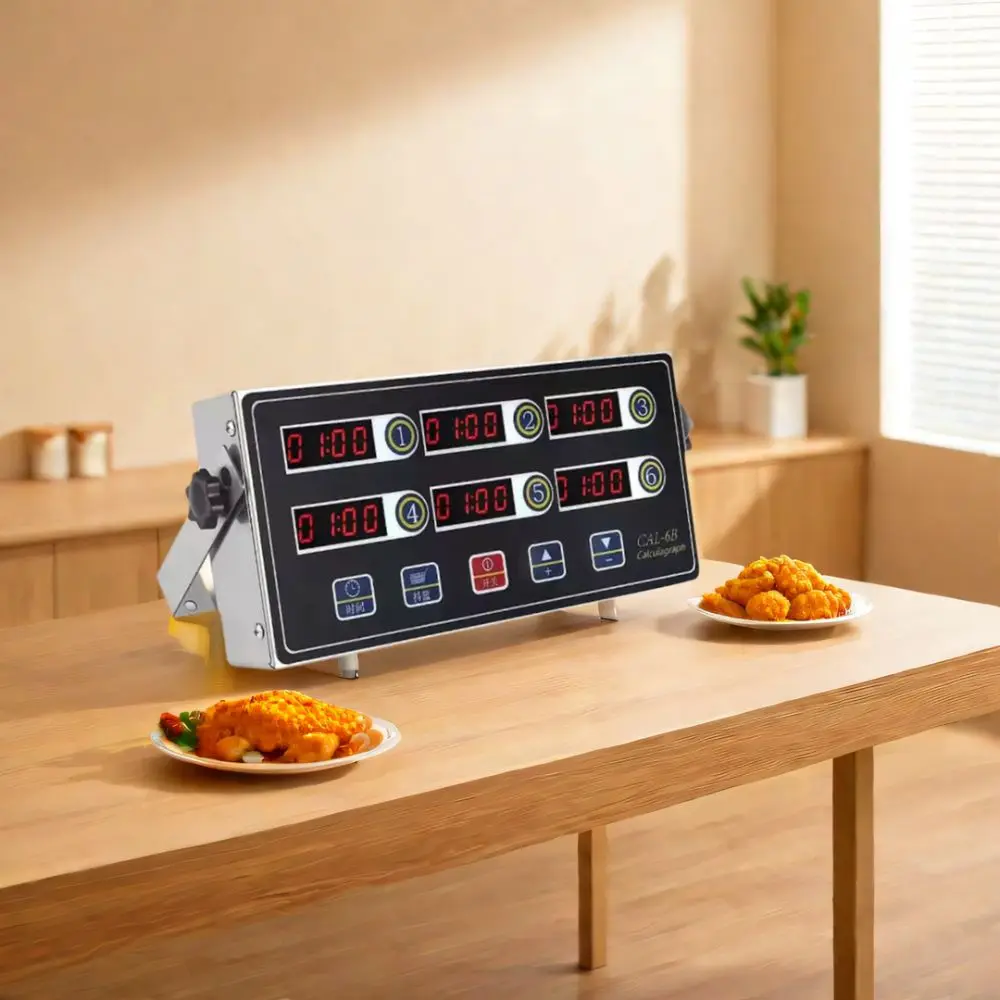 Timer Digital Comercial para Cozinha com 4/6/8 Canais, Plugue EUA/UE, Tela LED, Timer para Frango Frito, Economia de Energia, Volume Ajustável